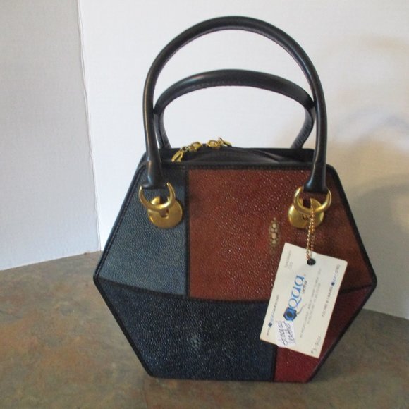 GENUINE POLISHED STINGRAY SKIN LEATHER HANDBAG - Picture 2 of 5